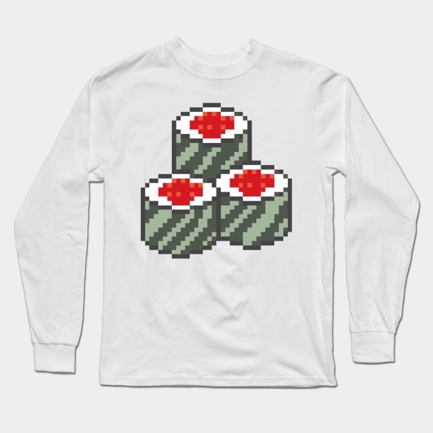 8 Bit Sushi Roll Love Long Sleeve T-Shirt by charlescheshire